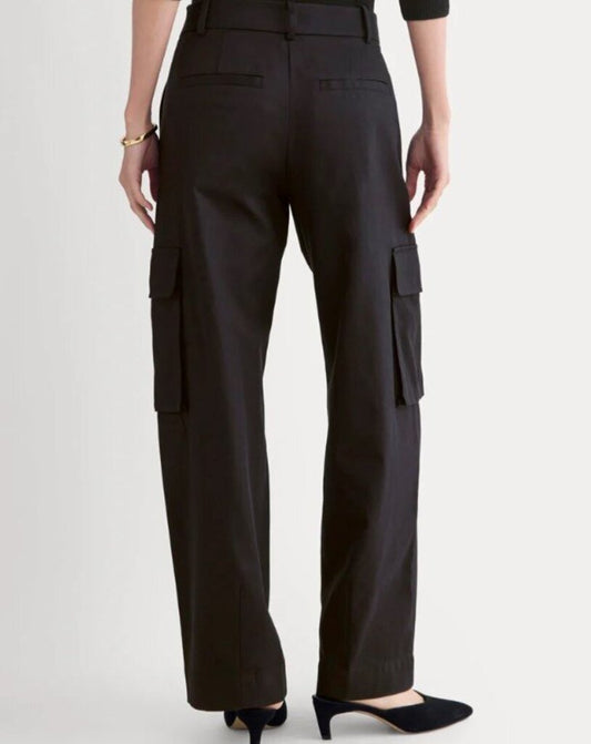 women Everlane NWT Wide-Leg Cargo Trouser in Buttersmooth Black Pants 6