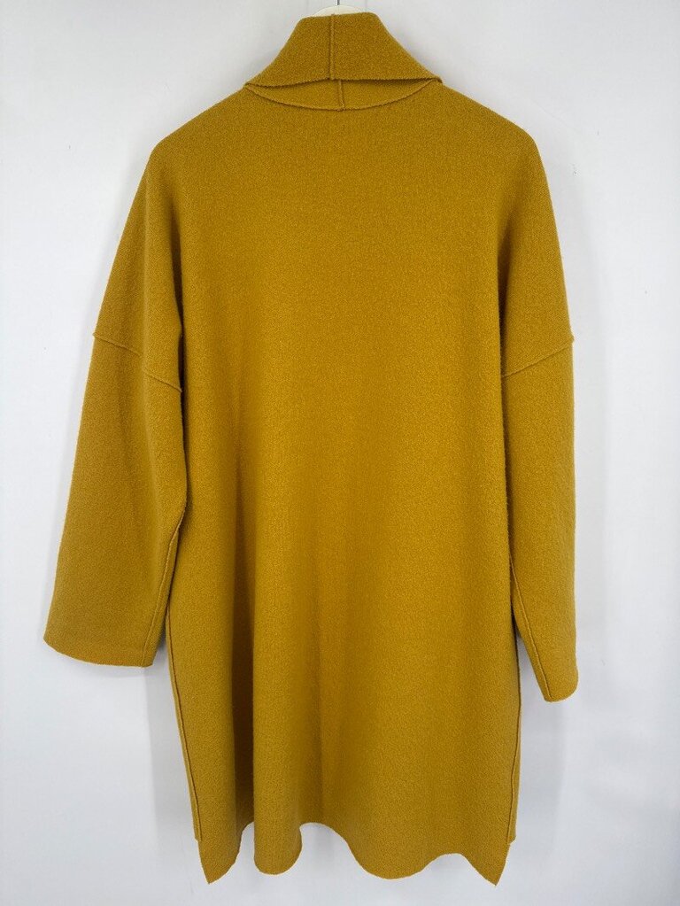 women Eileen Fisher Boiled Wool Shawl-Collar Kimono Cardigan Coat Goldenrod Coat