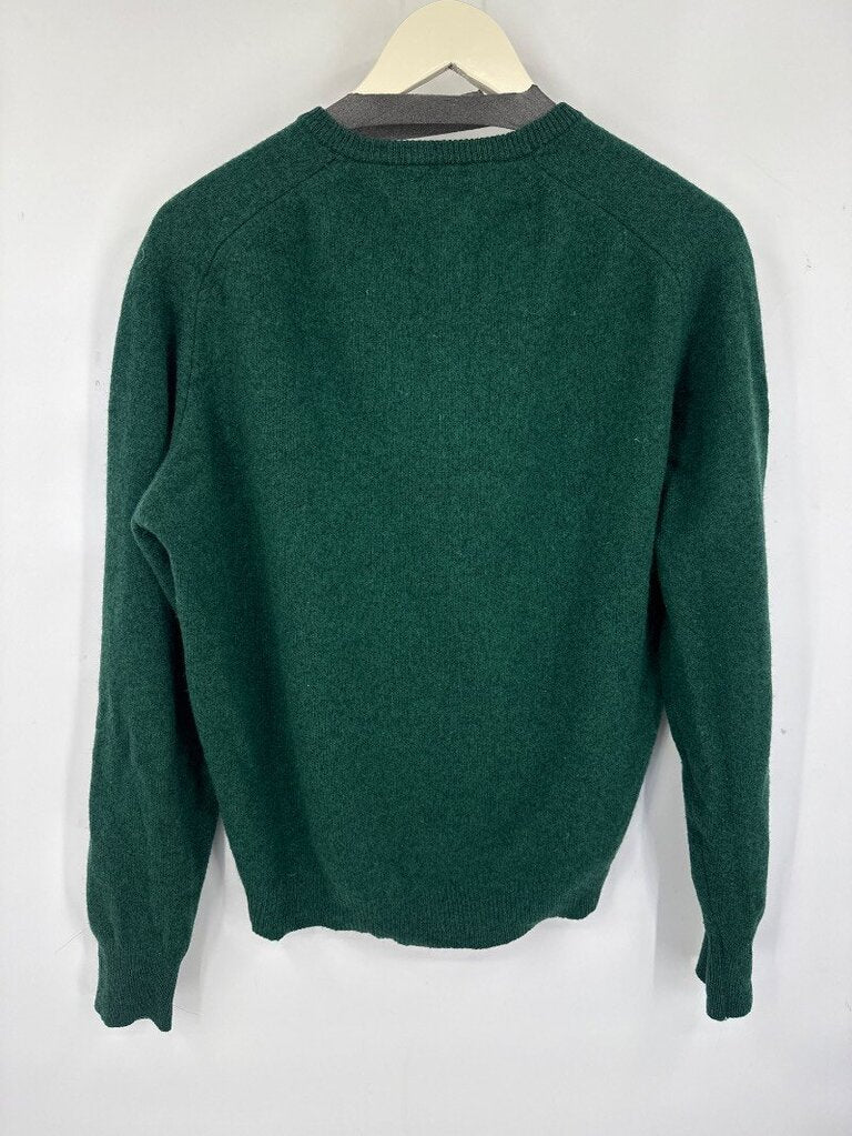 men McGregor Sportswear 100% Lamb's Wool V-Neck Sweater Green Sweater