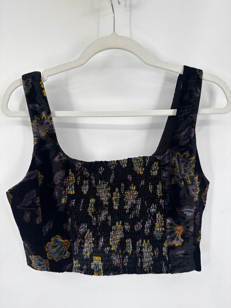 women Rachel Zoe Floral Velvet Crop Top Black Woven Top