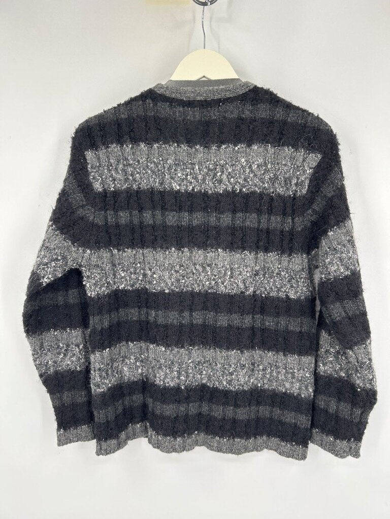 unisex Mac & Jac Essentials Striped V-Neck Sweater Charcoal Gray Sweater