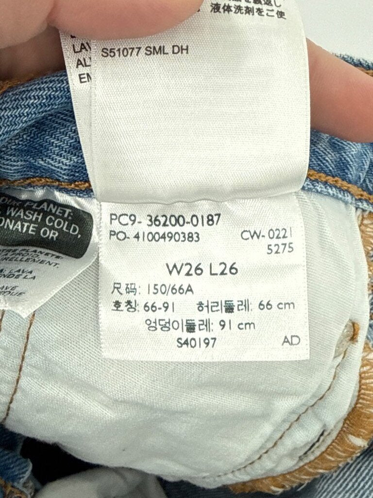 women Levi Strauss & Co. Distressed Cropped 501 Jeans Light Blue Jeans 26x26