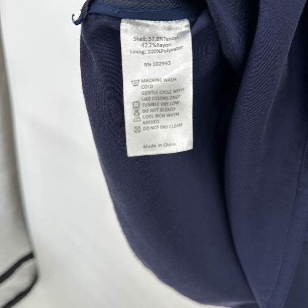 women Victor Alfaro Zipper Side Tunic Navy Woven Top S