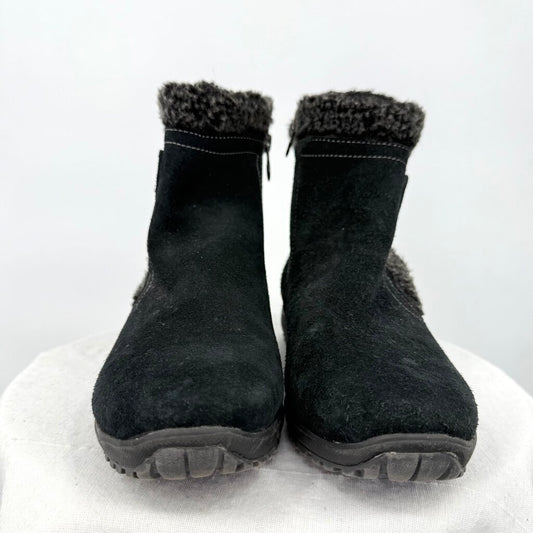 women Sporto Trina Waterproof Suede Sherpa Boots Black Shoes 9