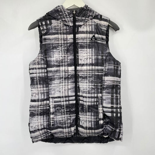 women Gerry Reversible Down Hooded Puffer Vest Gray Jacket L