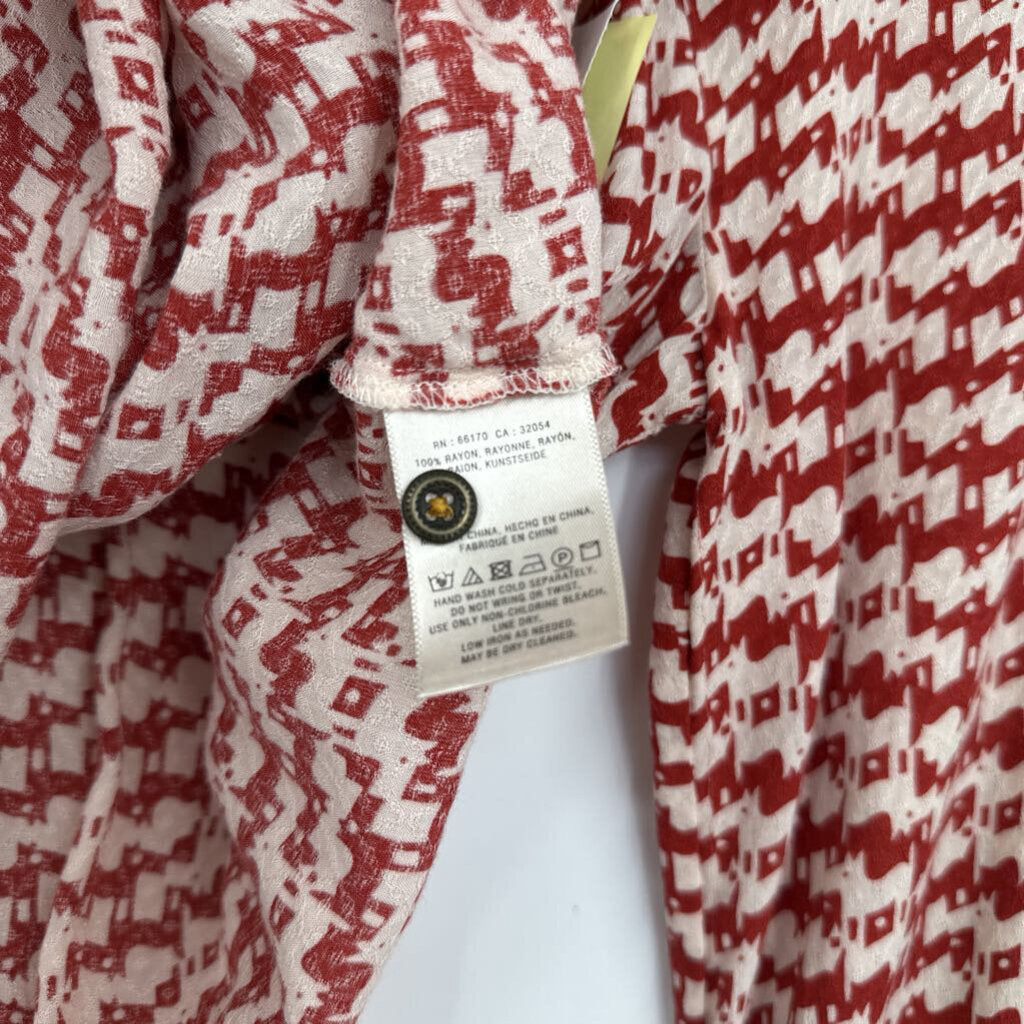 women Maeve - Anthro Avignon Scotty Dog Print Blouse Red Cream Woven Top XXSP