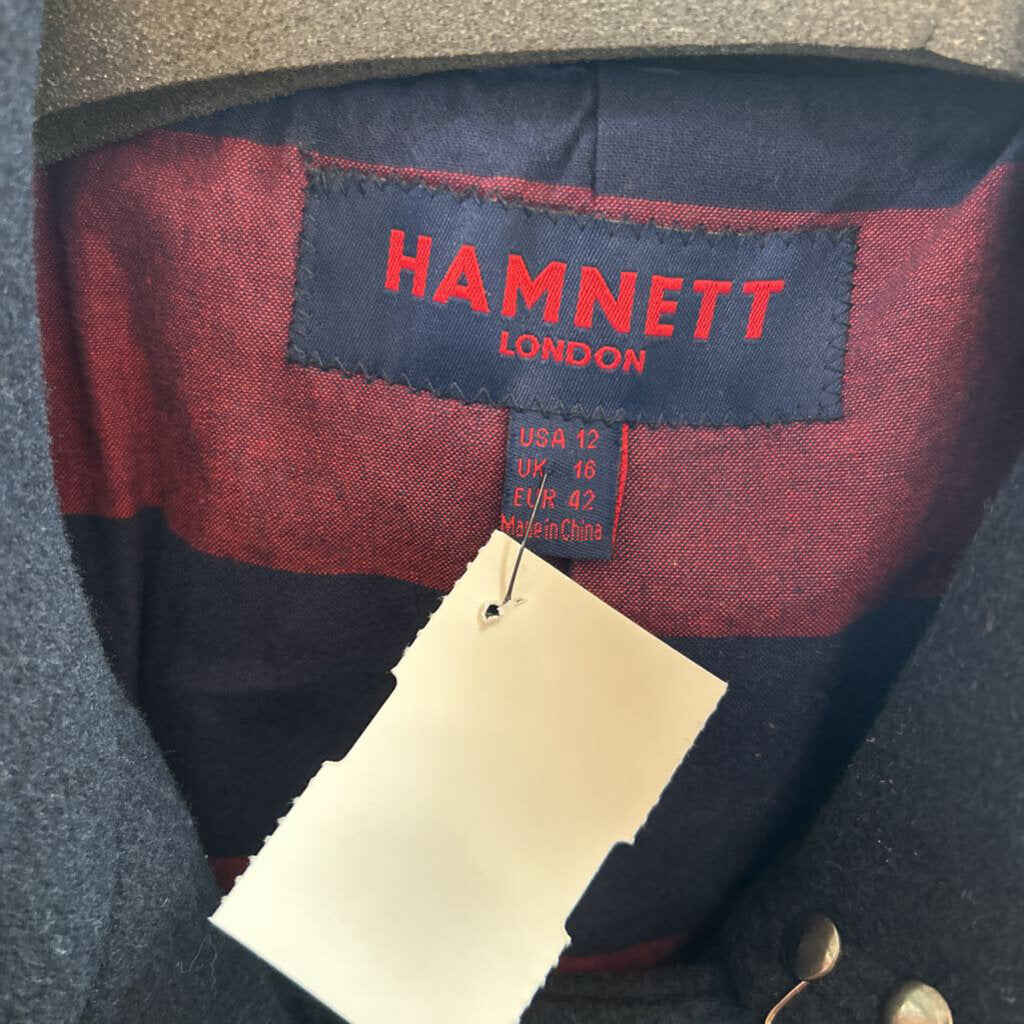 women Hamnett Wool Blend Pea Coat Navy Blue Coat 12
