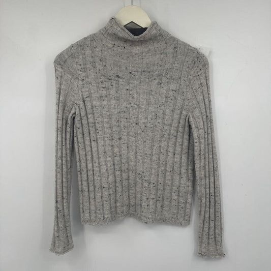 women Madewell Wide Rib Funnel Neck Gray Sweater XS