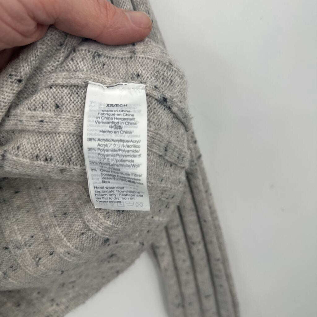 women Madewell Wide Rib Funnel Neck Gray Sweater XS