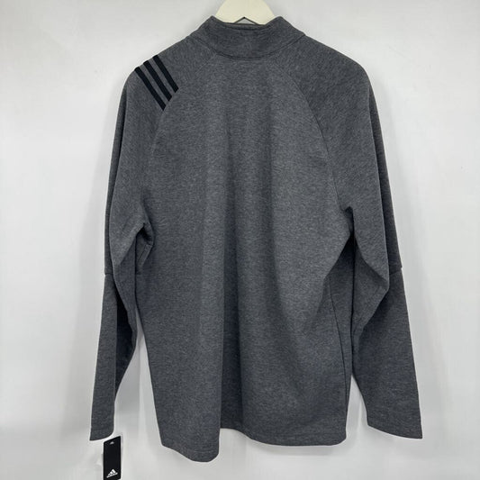 men Adidas NWT Poly Fleece 1/4 Zip Gray Heather Activewear XL
