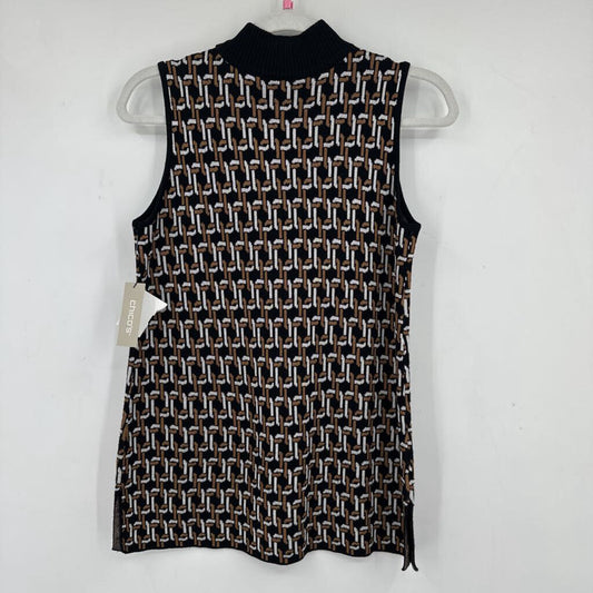 women Chico's NWT Chain Pattern Black Knit Top SP
