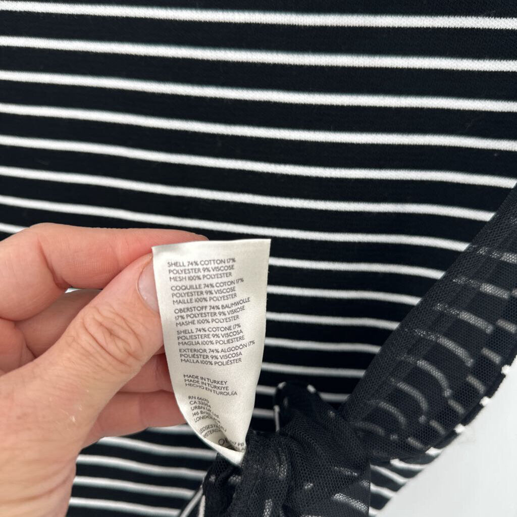 women Maeve - Anthro Striped & Mesh Black & White Knit Top XS