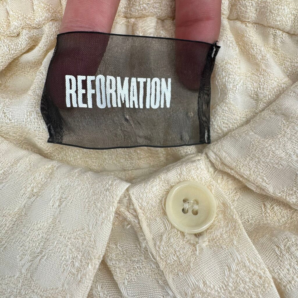 women Reformation Marianna Off the Shoulder Cream Dress 6P