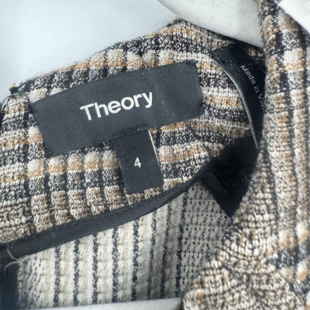 women Theory Plaid Pencil Dress Neutrals Dress 4