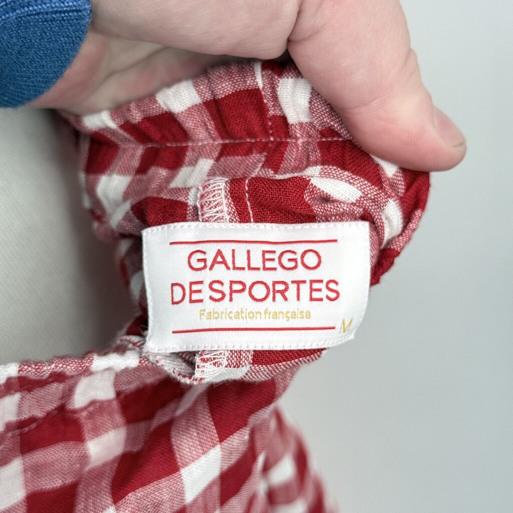 women Gallego Desportes Two Piece Linen Gingham Set Blazer & Pants MSRP $1,000 Red White Jumpsuit/Romper M