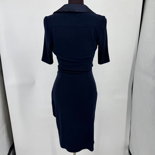 women Joseph Ribkoff Tuxedo Faux Wrap Midnight Blue Dress 8