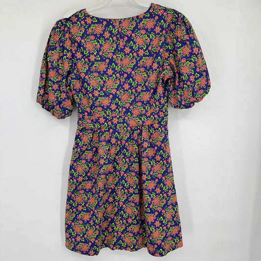 women Boden Puff Sleeve Floral Grape Purple Dress 4