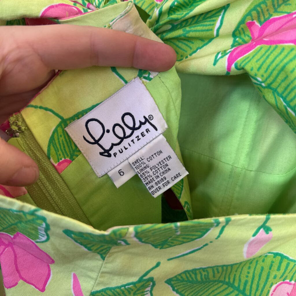 women Lilly Pulitzer Sabrina Tube Top Green Pink Dress 6