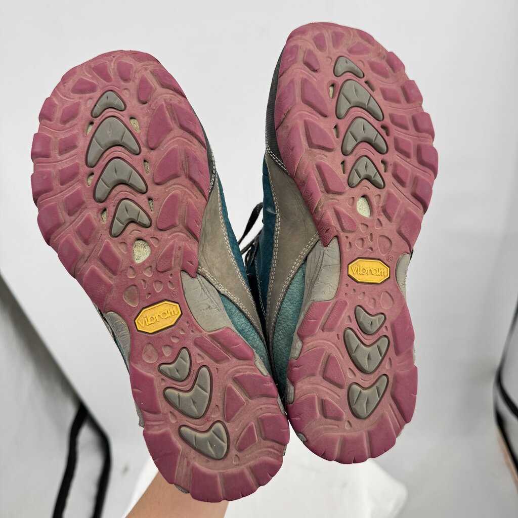 women Ahnu Sugarpine Waterproof Hiking Boots Teal Pink Gray Shoes 9