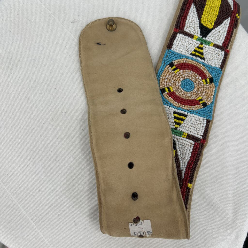 women Double D Ranch Beaded Suede Tan Belt 36