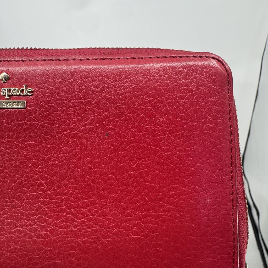 women Kate Spade Zip Around Continental Wallet Red Purse 8" x 4" x 1"