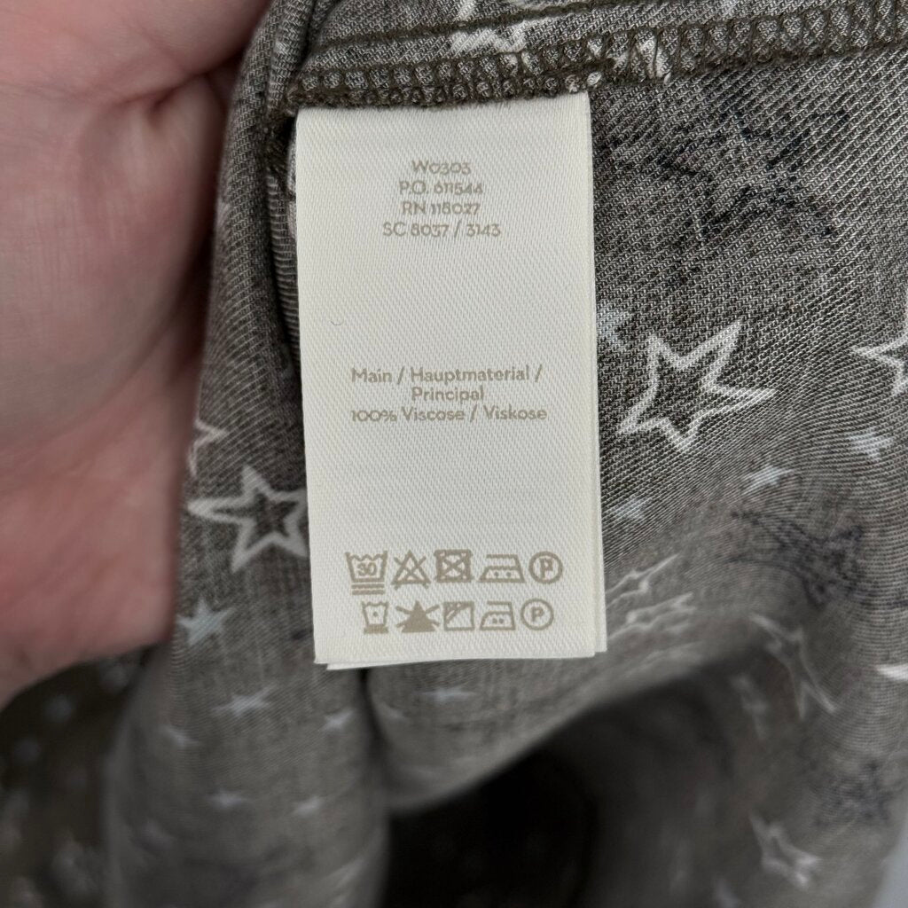 women Boden Vanessa Sketchy Stars Olive Green Dress 6L