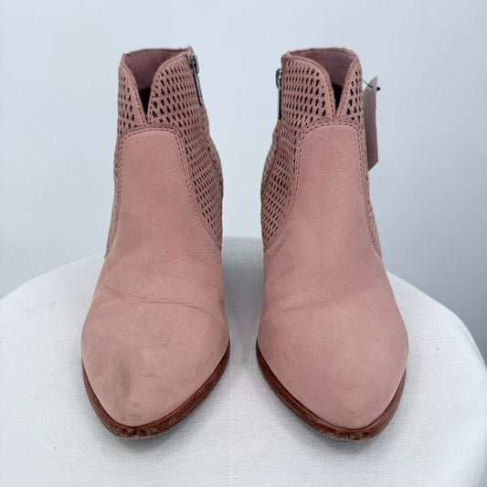 women Frye Jennifer Perforated Bootie Blush Pink Shoes 7.5