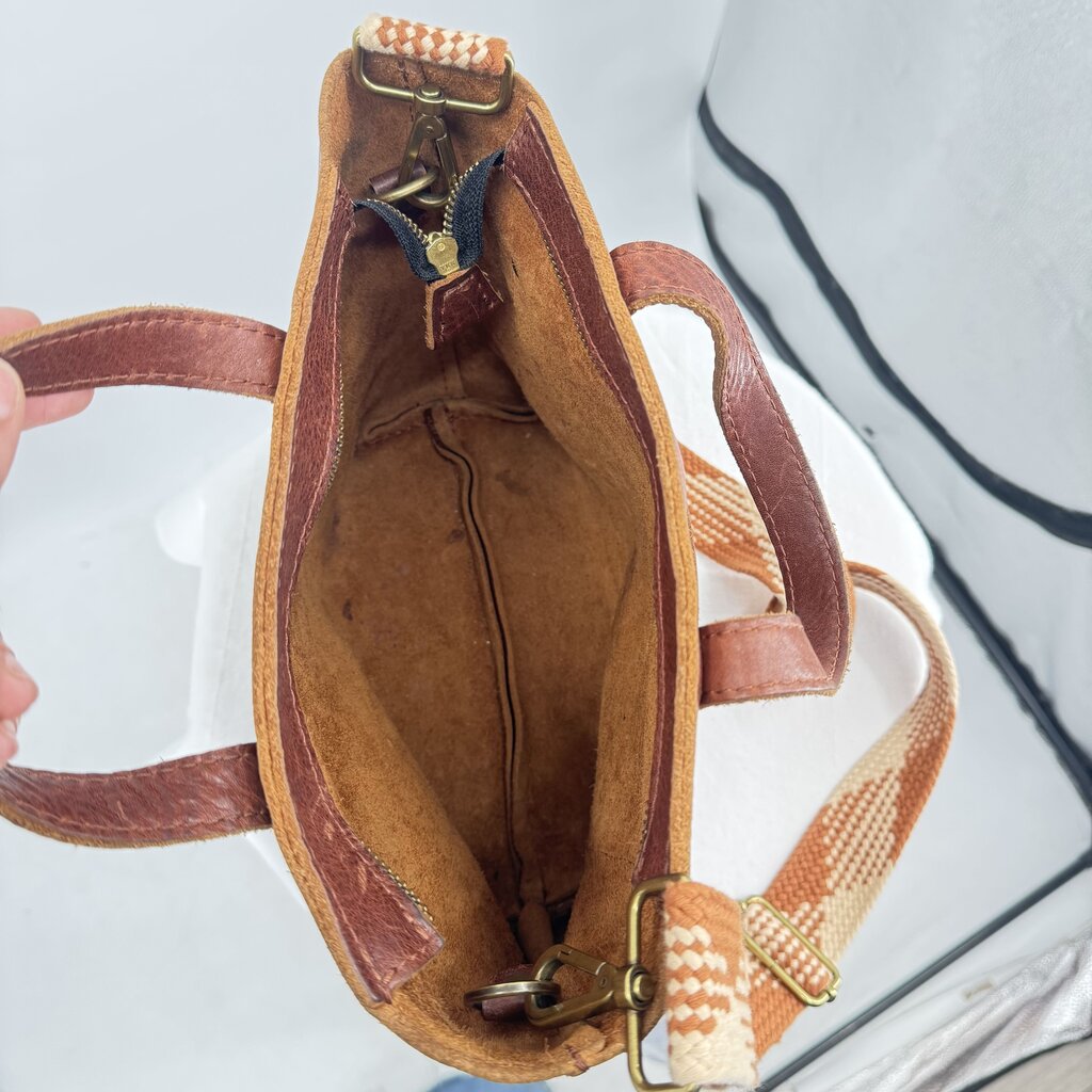 women Portland Leather Goods Mini Crossbody Tote Nutmeg Brown Purse