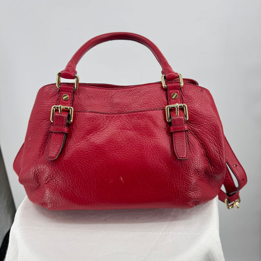 women Michael Kors Bedford Pebbled Leather Satchel Red Purse