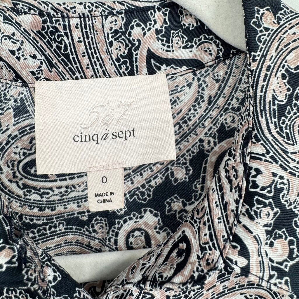 women Cinq a Sept Delancey Paisley Midi Navy White Pink Dress 0