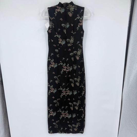 women All That Jazz Cheongsam Style Dress Black Multi Vintage 0-2