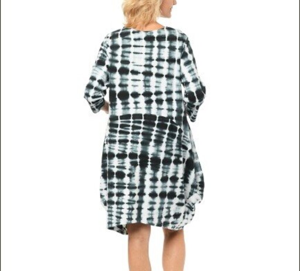 women Snapdragon & Twig Shibori Leighton Dress in Thunder Shibori Black White Dress XS 4-6