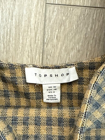 women Topshop Plaid Belted Mini Dress 6 Brown Dress