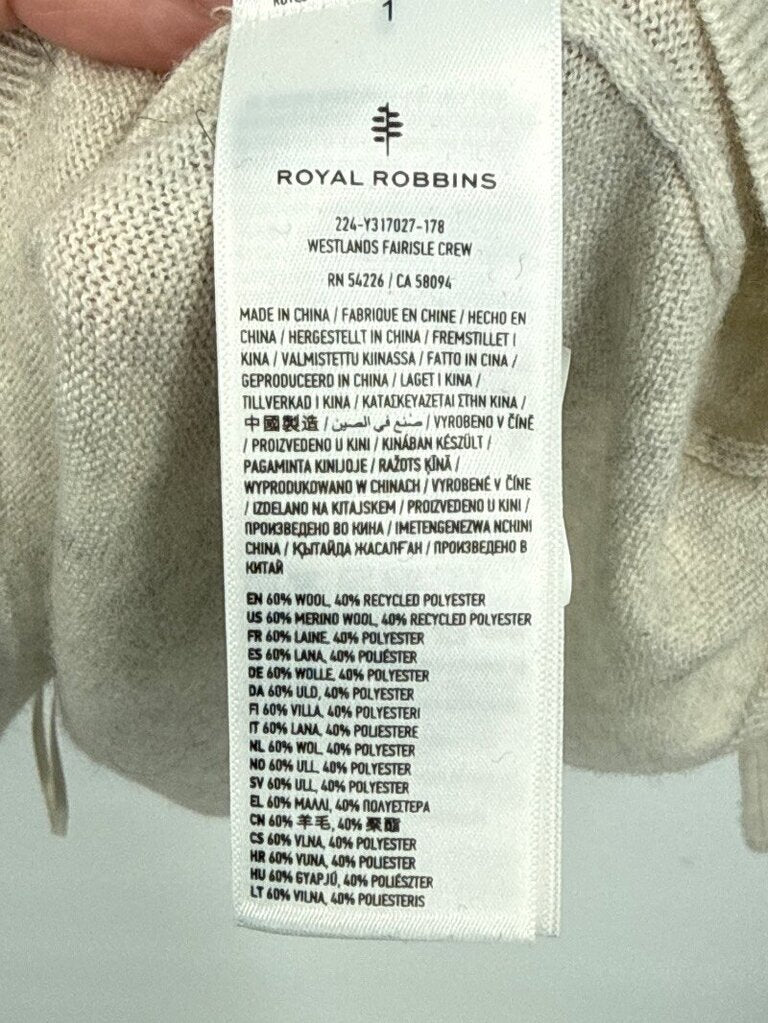women Royal Robbins Westlands Fairisle Crew Beige Sweater
