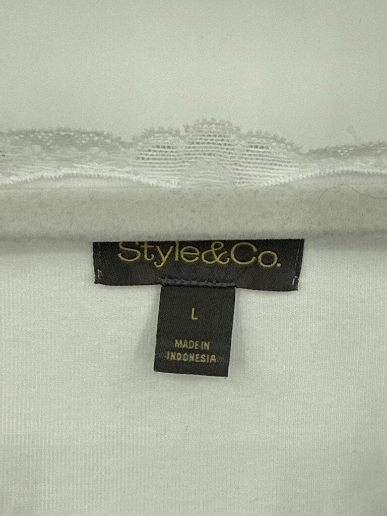 women Style&Co. Lace Trim V-Neck Tank Top White Woven Top