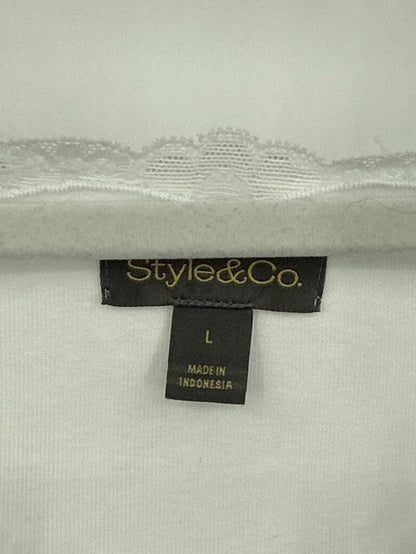 women Style&Co. Lace Trim V-Neck Tank Top White Woven Top