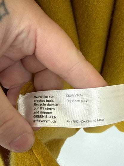 women Eileen Fisher Boiled Wool Shawl-Collar Kimono Cardigan Coat Goldenrod Coat