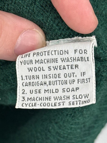 men McGregor Sportswear 100% Lamb's Wool V-Neck Sweater Green Sweater