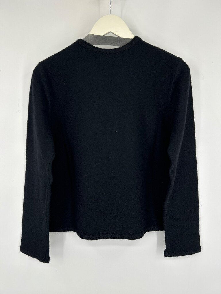 women Jones New York Merino Wool Embroidered Cardigan Black Sweater