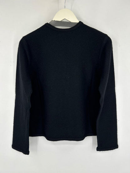 women Jones New York Merino Wool Embroidered Cardigan Black Sweater