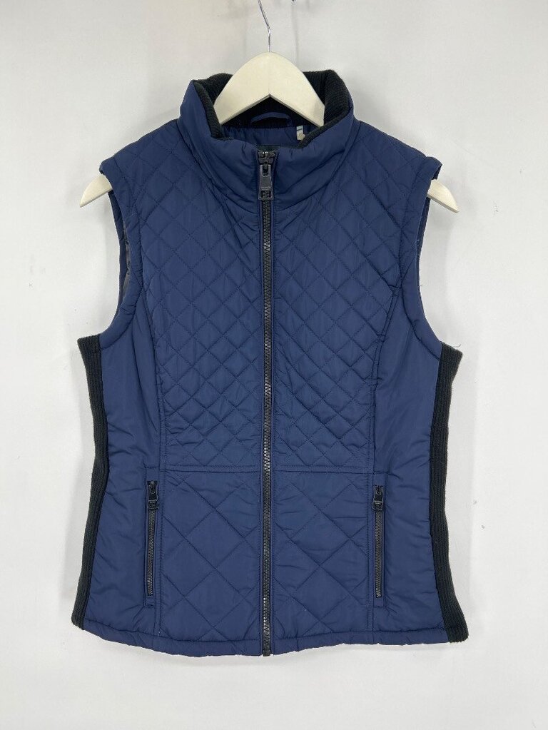 women Andrew Marc Quilted Vest M Navy Blue Jacket