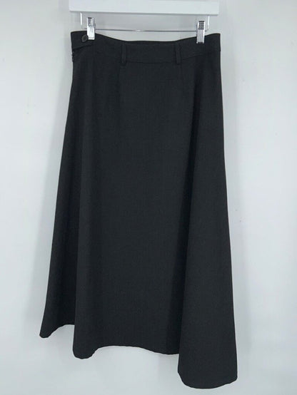 women Zara NWT Asymmetric Hem Midi Skirt M Charcoal Gray Skirt