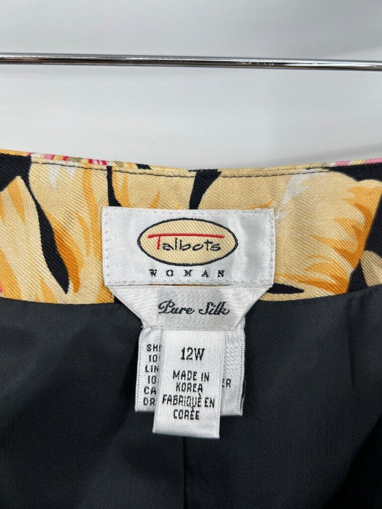 women Talbots Silk Tropical Print Trousers 12 Multi Pants