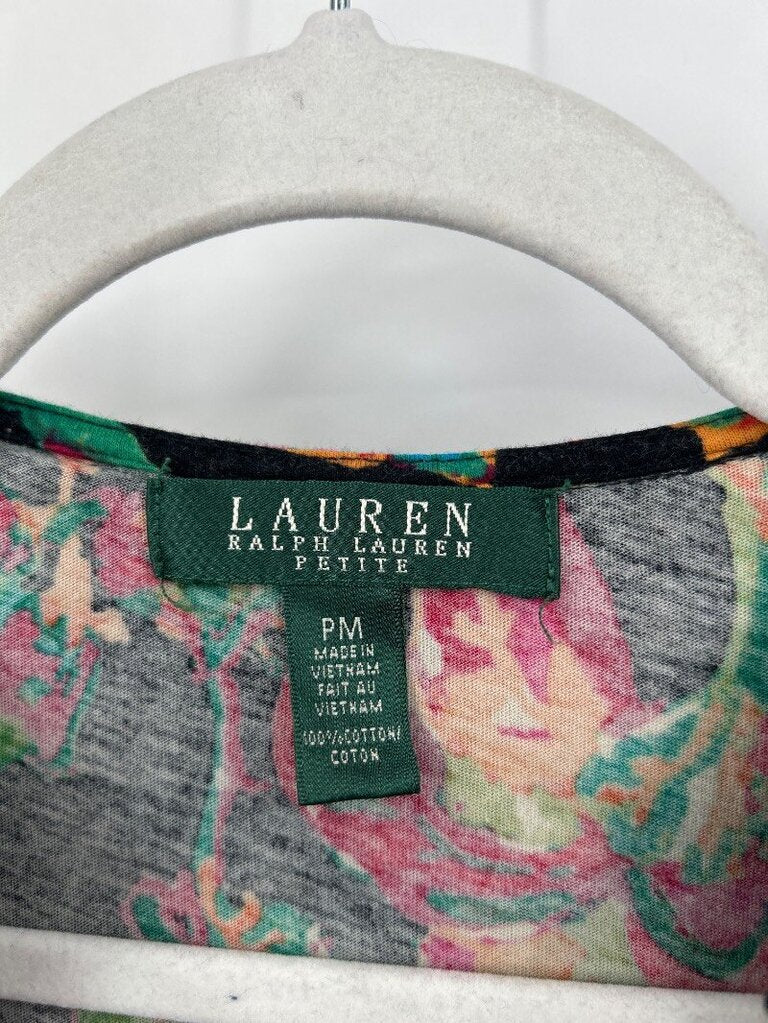 women Lauren Ralph Lauren Floral Ruffle V-Neck Sleeveless Top Multi Knit Top