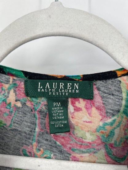 women Lauren Ralph Lauren Floral Ruffle V-Neck Sleeveless Top Multi Knit Top