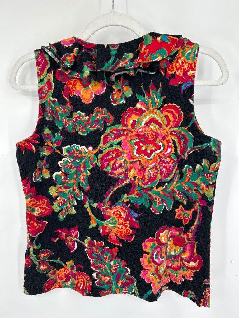 women Lauren Ralph Lauren Floral Ruffle V-Neck Sleeveless Top Multi Knit Top