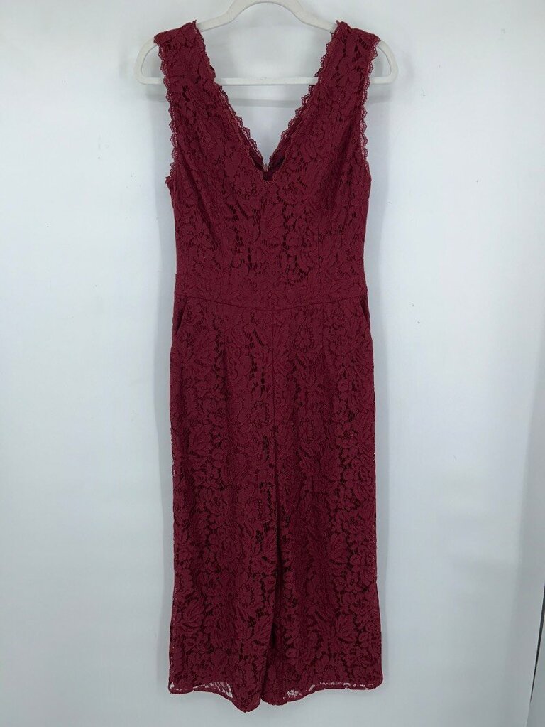 women Greylin Lace V-Neck Jumpsuit Burgundy Jumpsuit/Romper