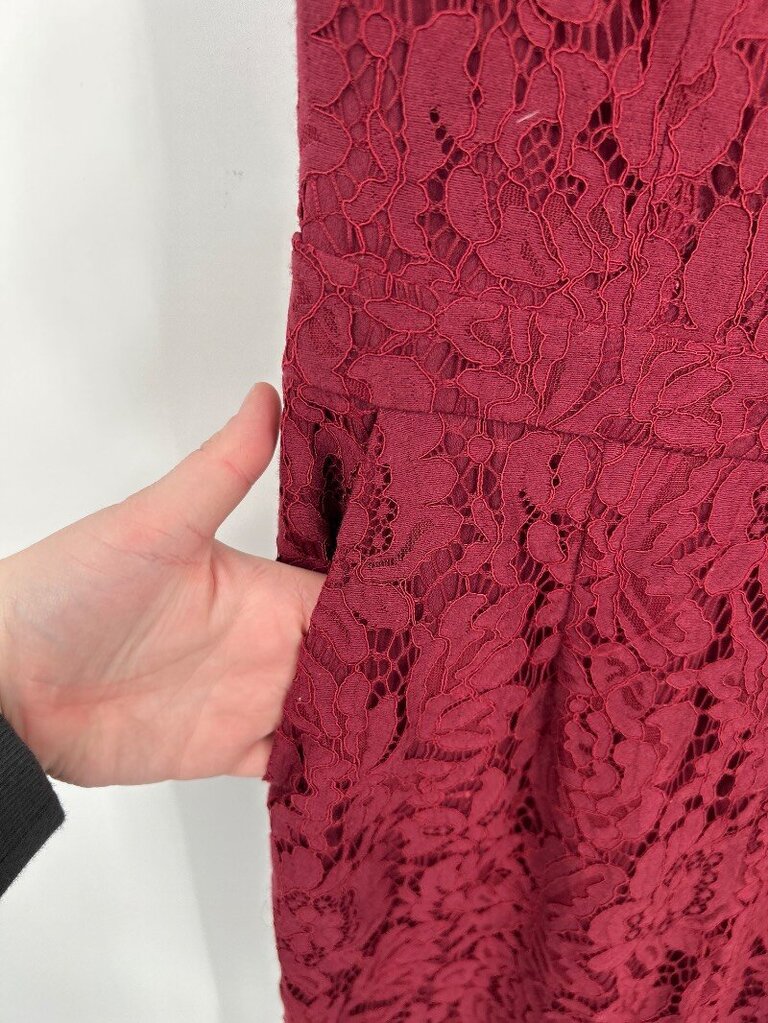 women Greylin Lace V-Neck Jumpsuit Burgundy Jumpsuit/Romper