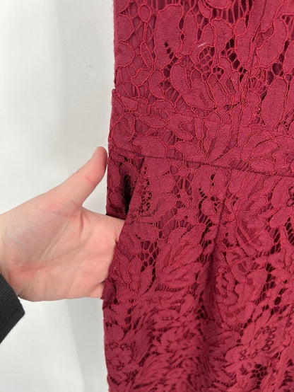women Greylin Lace V-Neck Jumpsuit Burgundy Jumpsuit/Romper