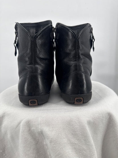 women Josef Seibel Naly 24 / Faye 05 Ruched Leather Ankle Boot Black Shoes